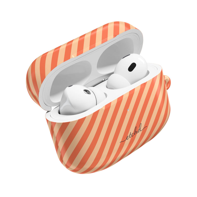 Coral & Peach Striped Diagonal AirPod Case by etchd, view 9