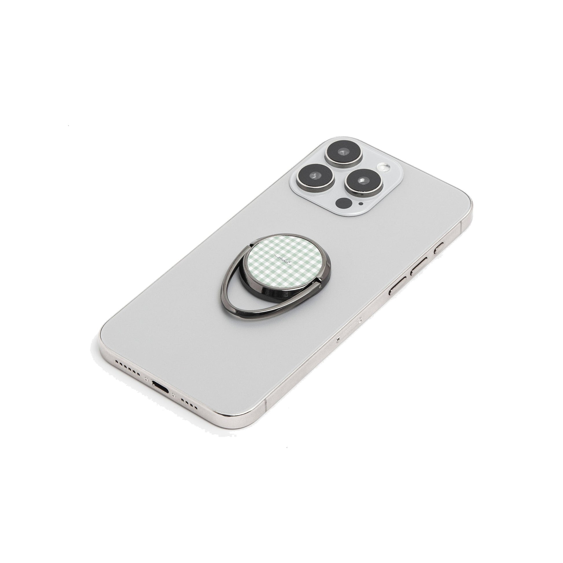 Sage & White Gingham Phone Ring Holder by etchd, view 6