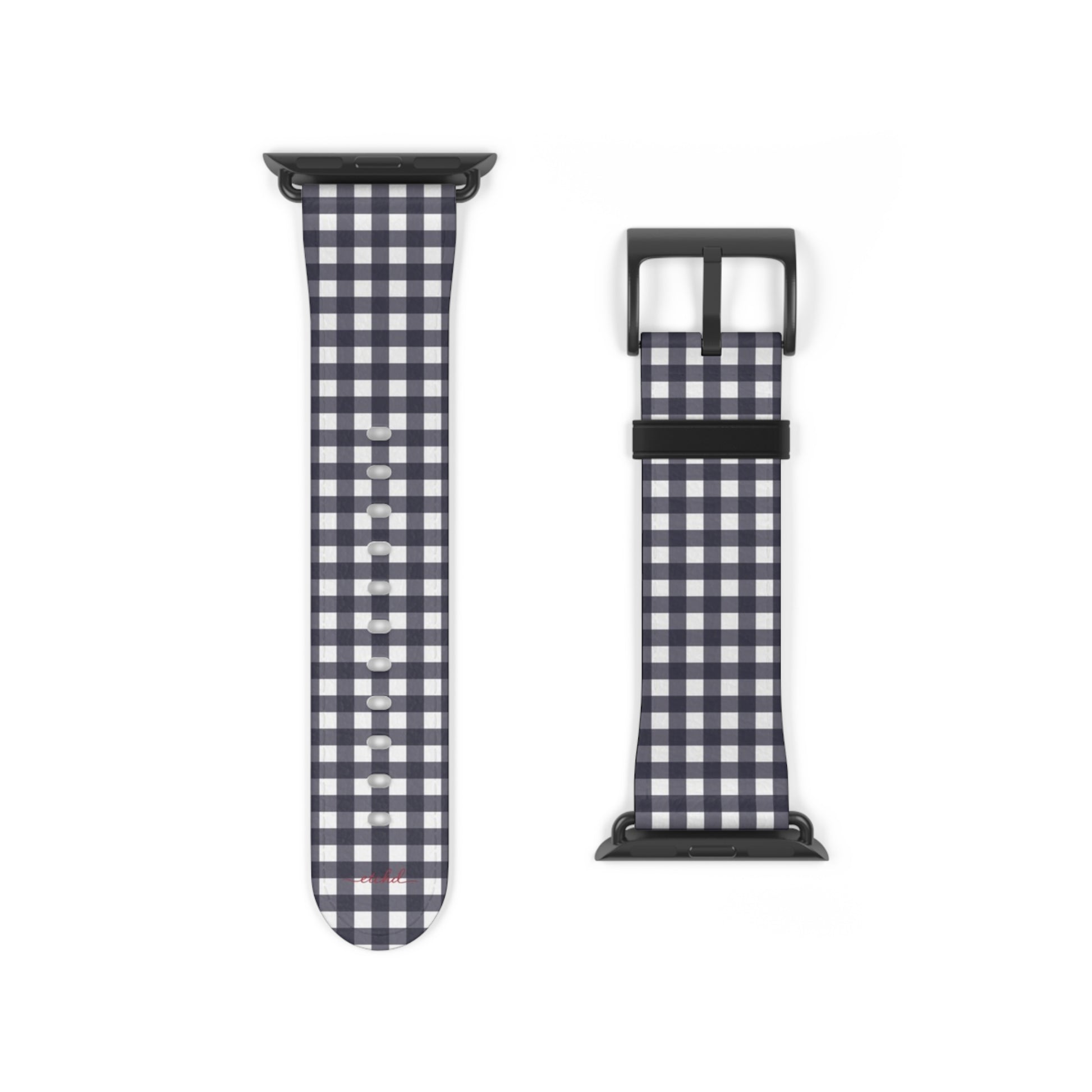 White & Navy Gingham Smartwatch Strap by etchd, view 9