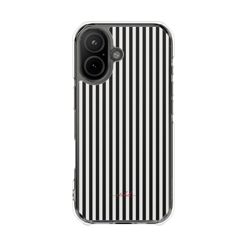 Black & White Striped Clear Magnetic Phone Case by etchd, view 13