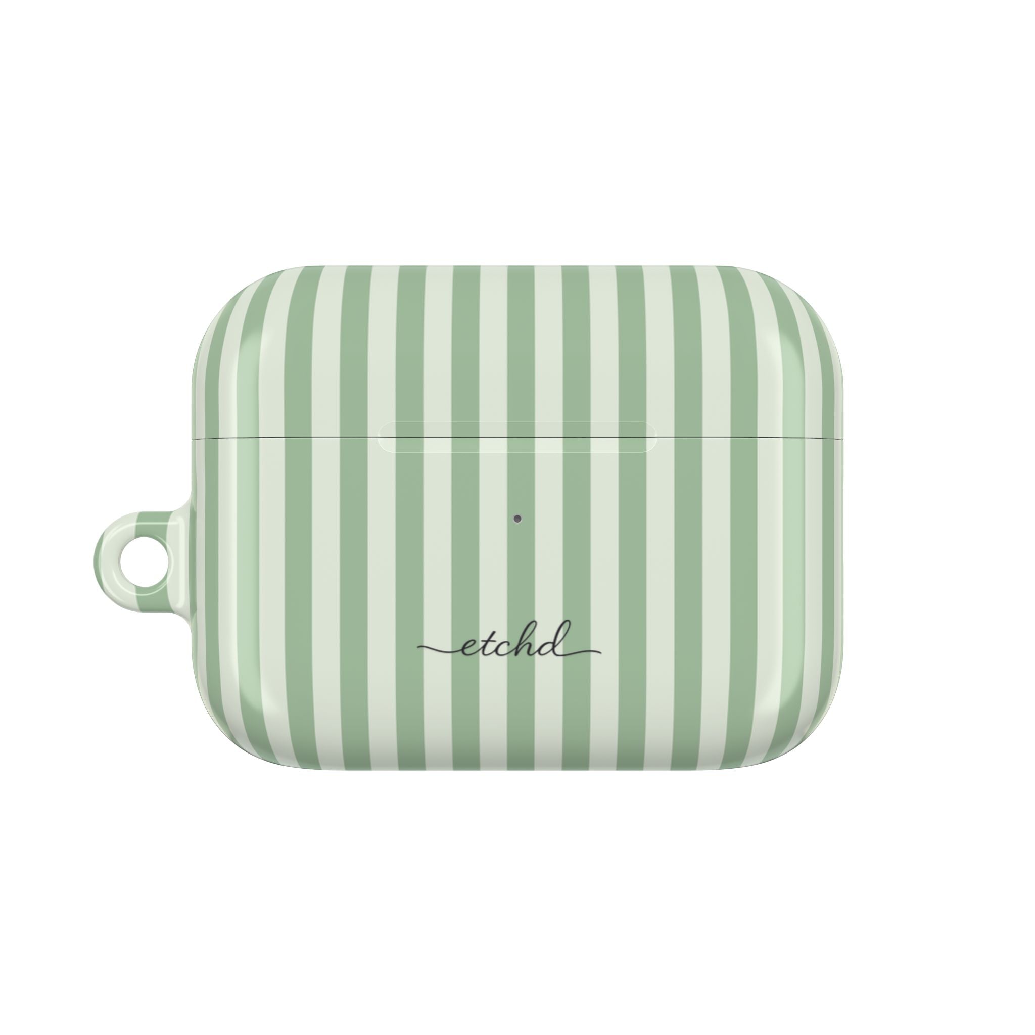 Sage & Cream Striped AirPod Case by etchd, view 2