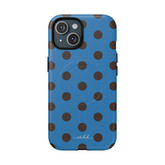 Espresso And Cerulean Polka Dot Magnetic Phone Case by etchd, view 3
