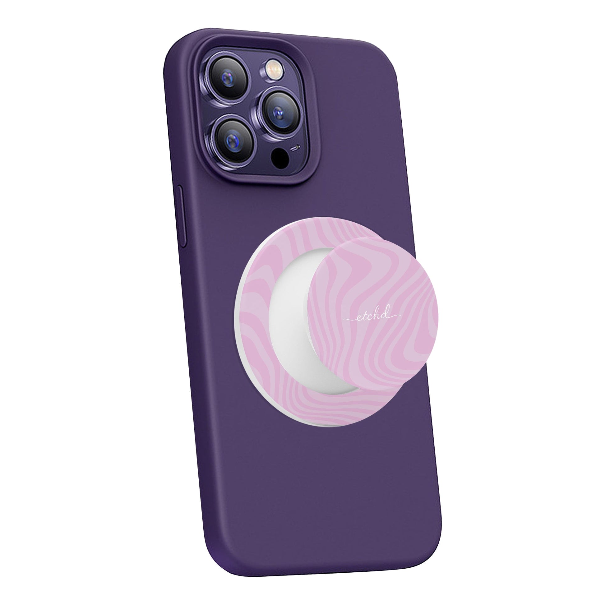 Pink Curved Lines Phone Grip And Stand by etchd, view 7