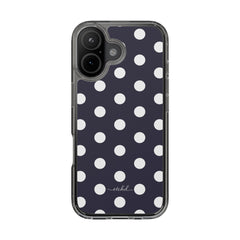 White And Navy Polka Dot Clear Phone Case by etchd, view 35