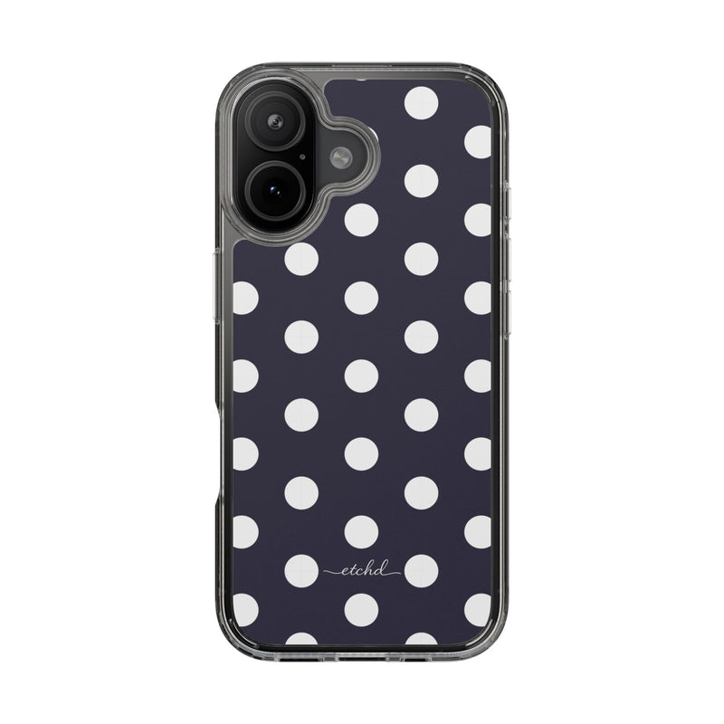 White And Navy Polka Dot Clear Phone Case-zoom-