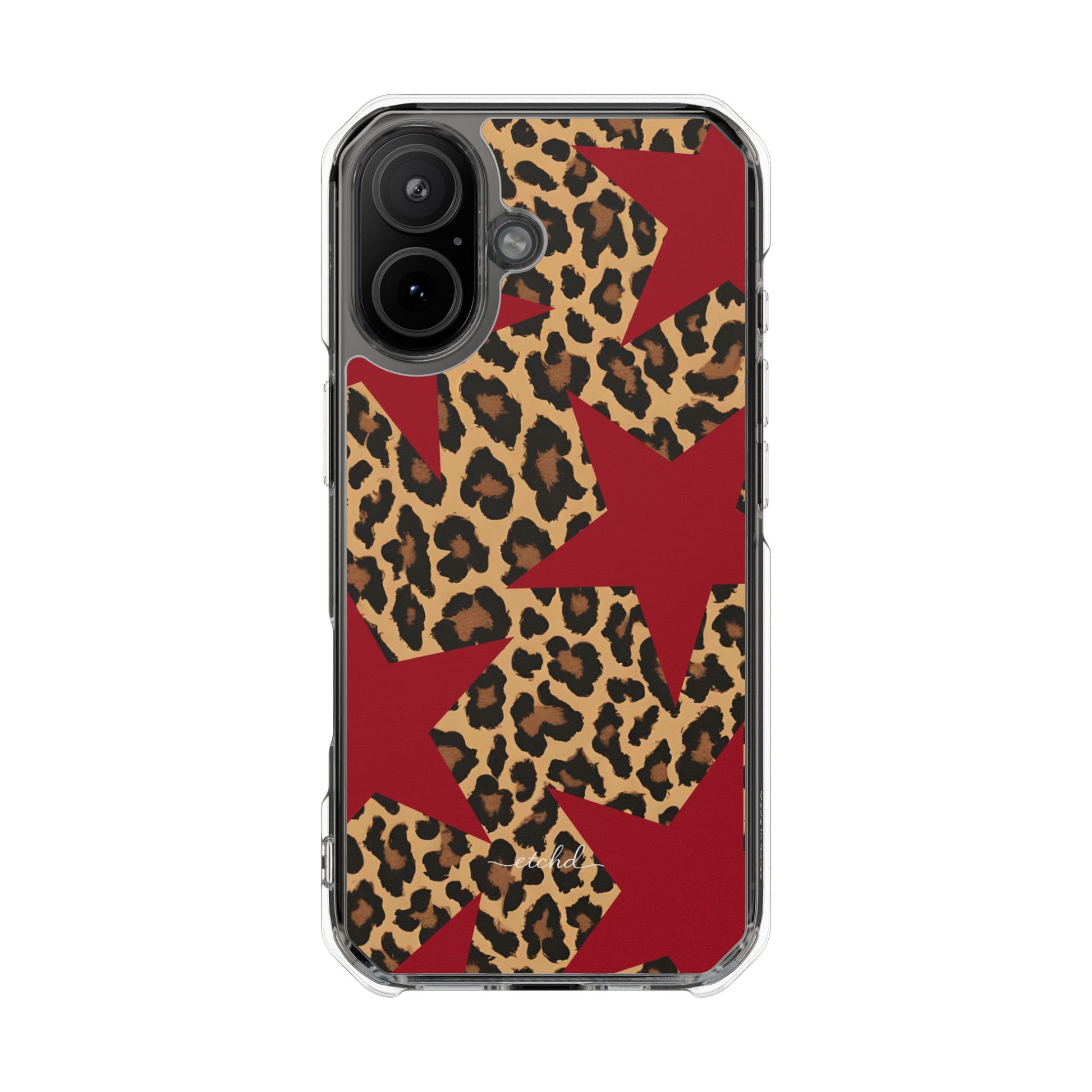 Leopard & Red Stars Clear Magnetic Phone Case by etchd, view 13