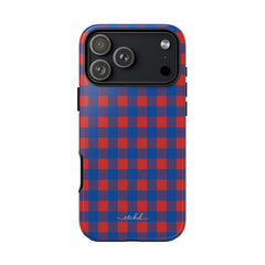 Cobalt & Poppy Gingham Phone Case by etchd, view 59