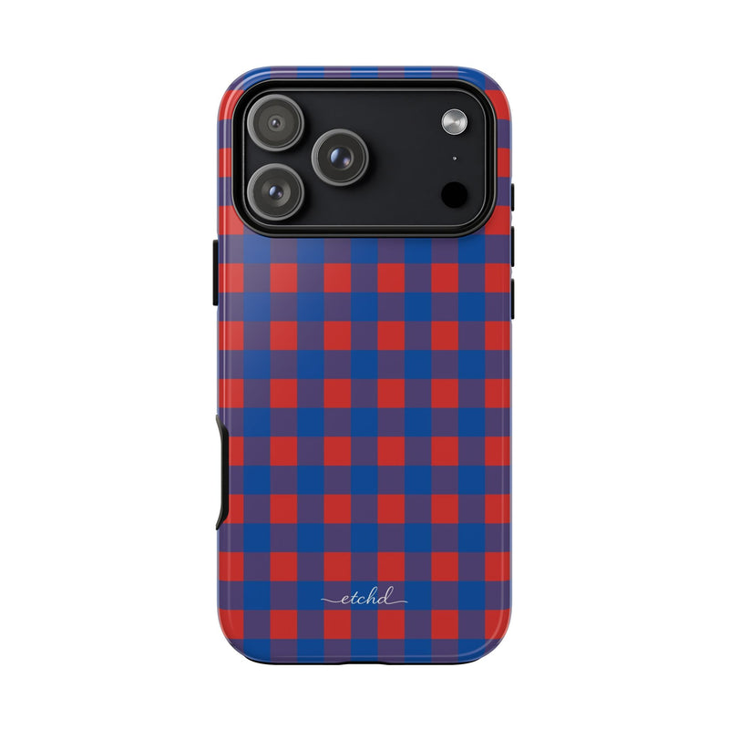 Cobalt & Poppy Gingham Phone Case by etchd, view 59