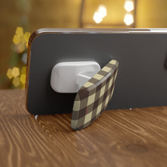 Butter & Brown Gingham Click-On Phone Grip by etchd, view 4