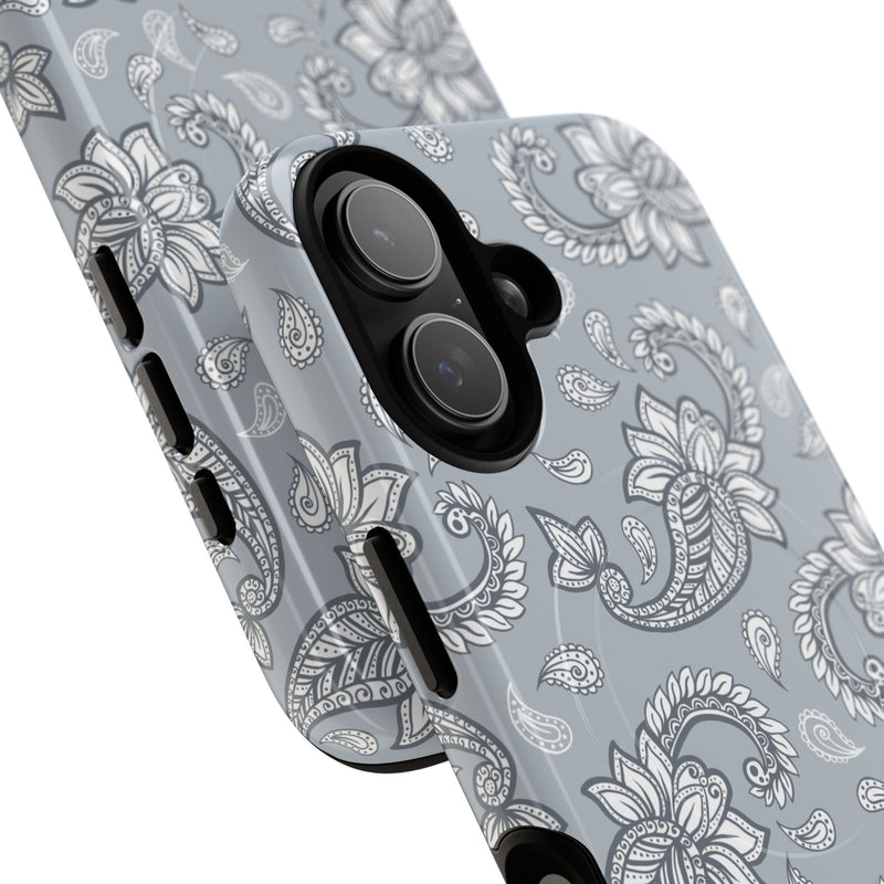 Dusty Blue Paisley Magnetic Phone Case by etchd, view 87