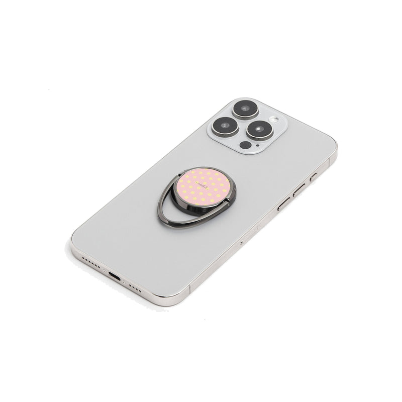 Butter And Pink Polka Dot Handy Ring-Halterung-zoom-