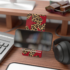 Leopard & Red Stars Phone Stand by etchd, view 4