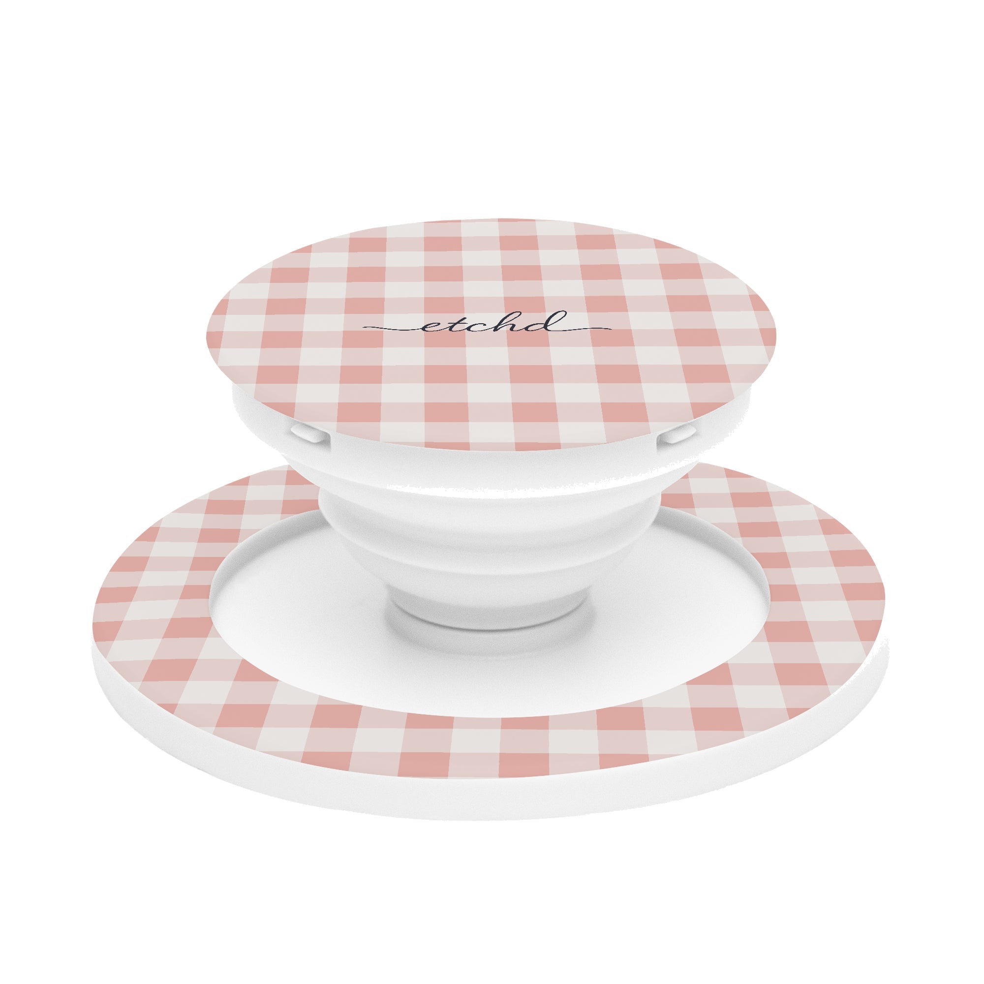 Blush & White Gingham Phone Grip And Stand by etchd