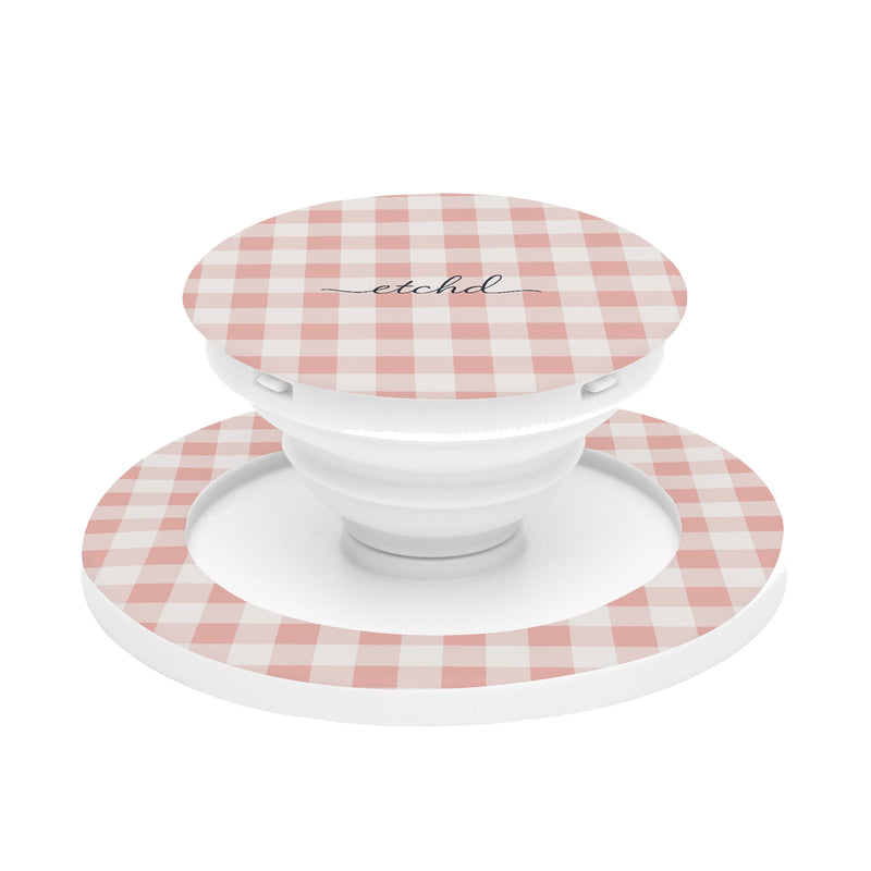 Blush & White Gingham Agarre y soporte para móvil-zoom-