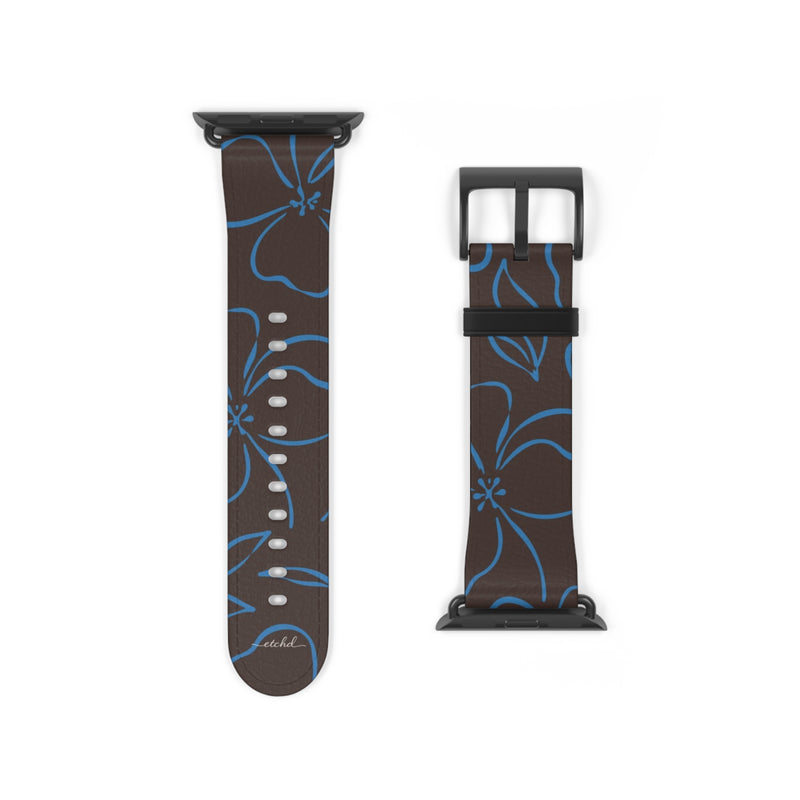 Espresso & Cerulean Floral Smartwatch Strap by etchd, view 9