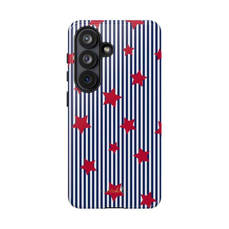 Blue Stripes & Red Stars Phone Case by etchd, view 61