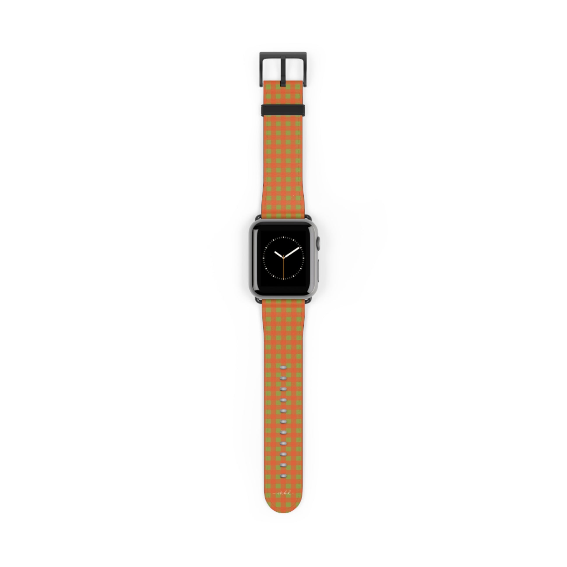 Persimmon & Wasabi Gingham Smartwatch Strap by etchd