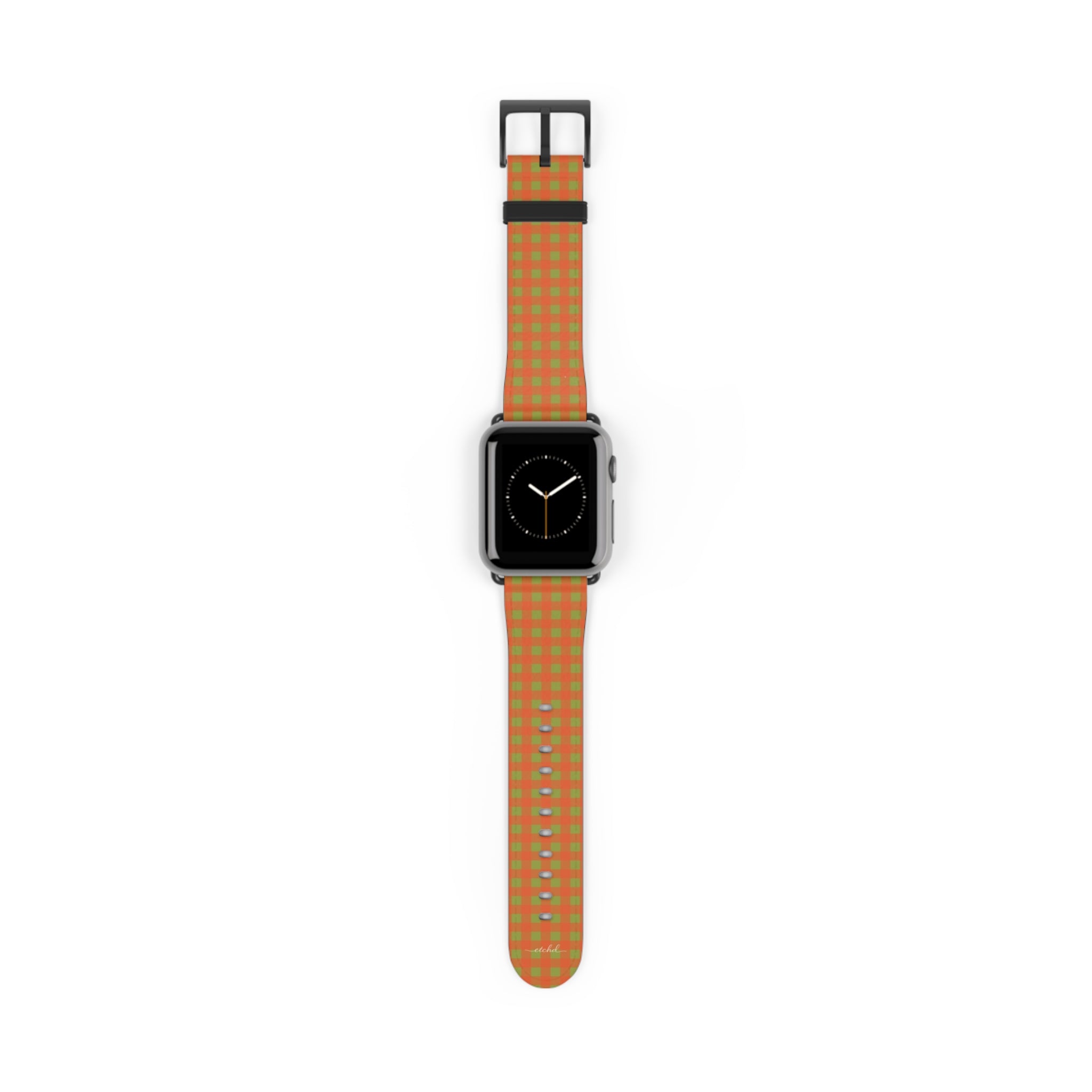 Persimmon & Wasabi Gingham Smartwatch Strap by etchd