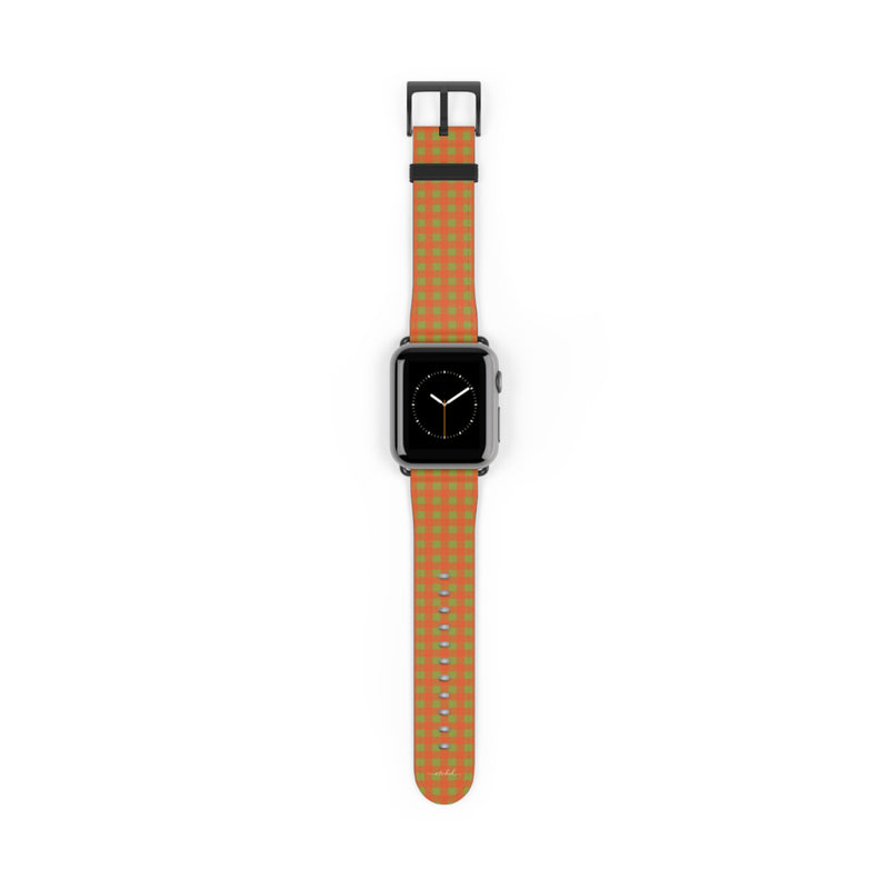 Persimmon & Wasabi Gingham Smartwatch Strap by etchd