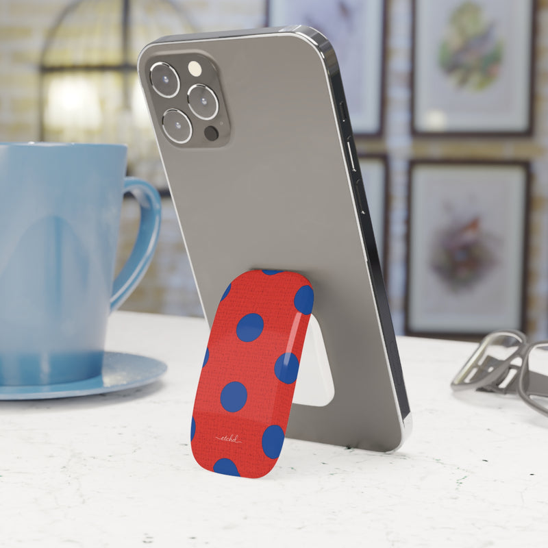 Cobalt & Poppy Polka Dot Anello clip per telefono di etchd, vista 3