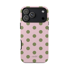 Green & Pink Polka Dot Phone Case by etchd, view 59