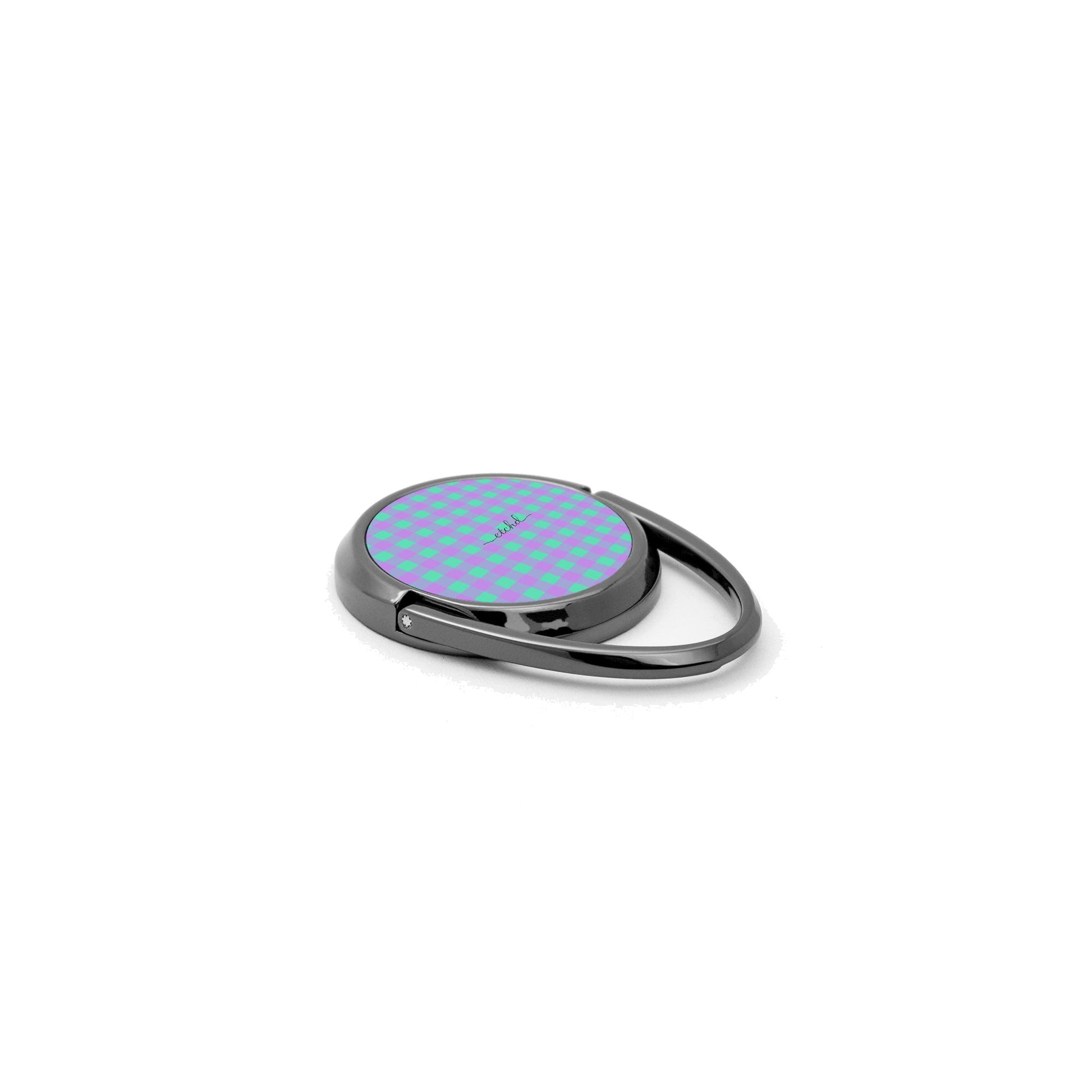 Hypermint & Lilac Gingham Phone Ring Holder by etchd, view 2