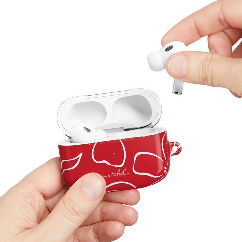 Classic Red & White Floral AirPod Case by etchd, view 11
