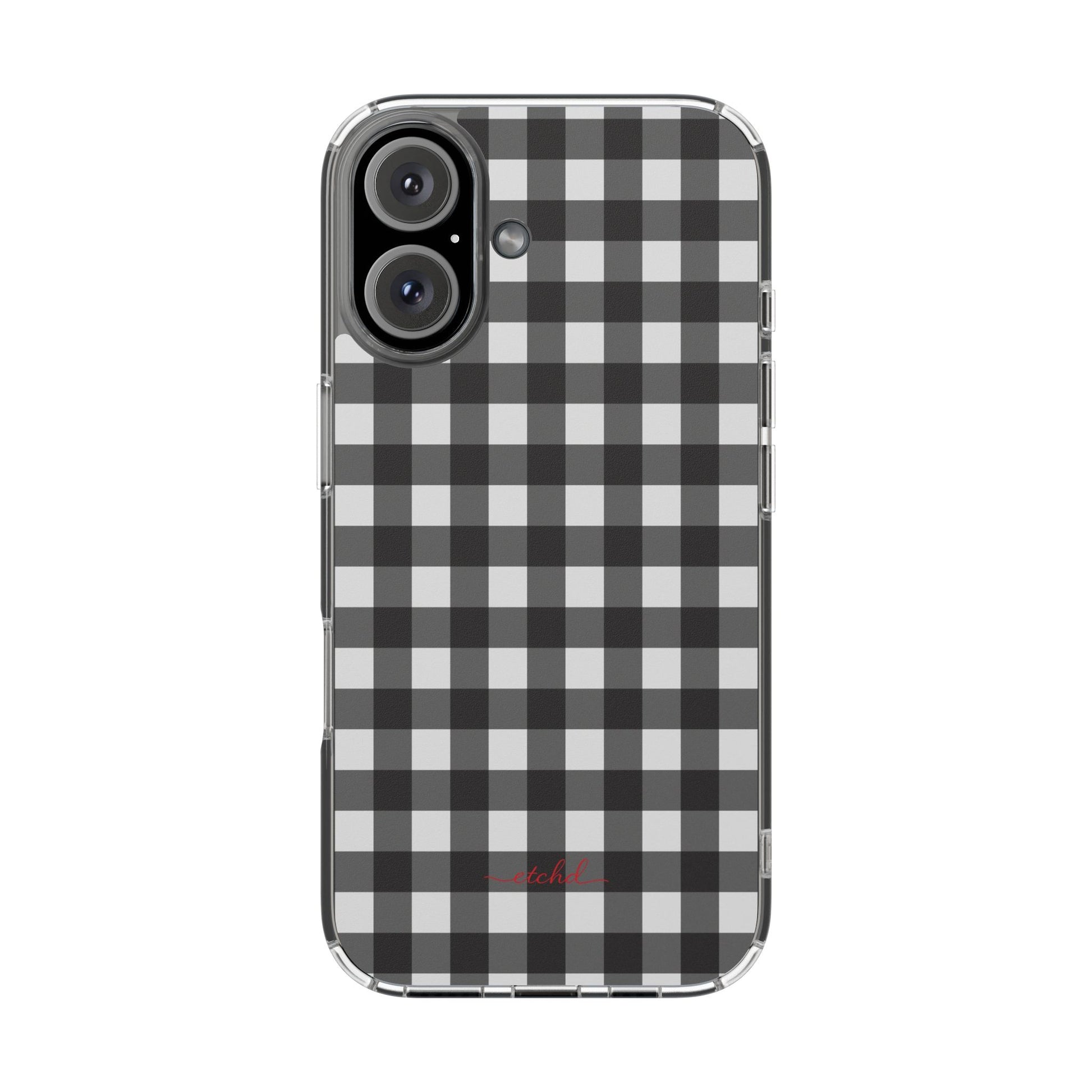 Black & White Gingham Clear Magnetic Phone Case by etchd, view 2