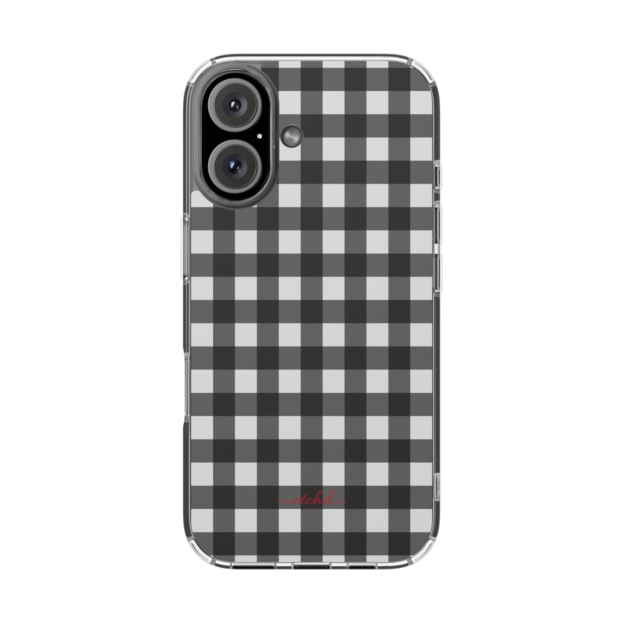 Black & White Gingham Clear Magnetic Phone Case by etchd, view 2