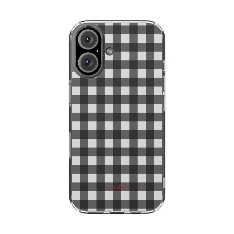 Black & White Gingham Transparente Magnet-Handyhülle-zoom-