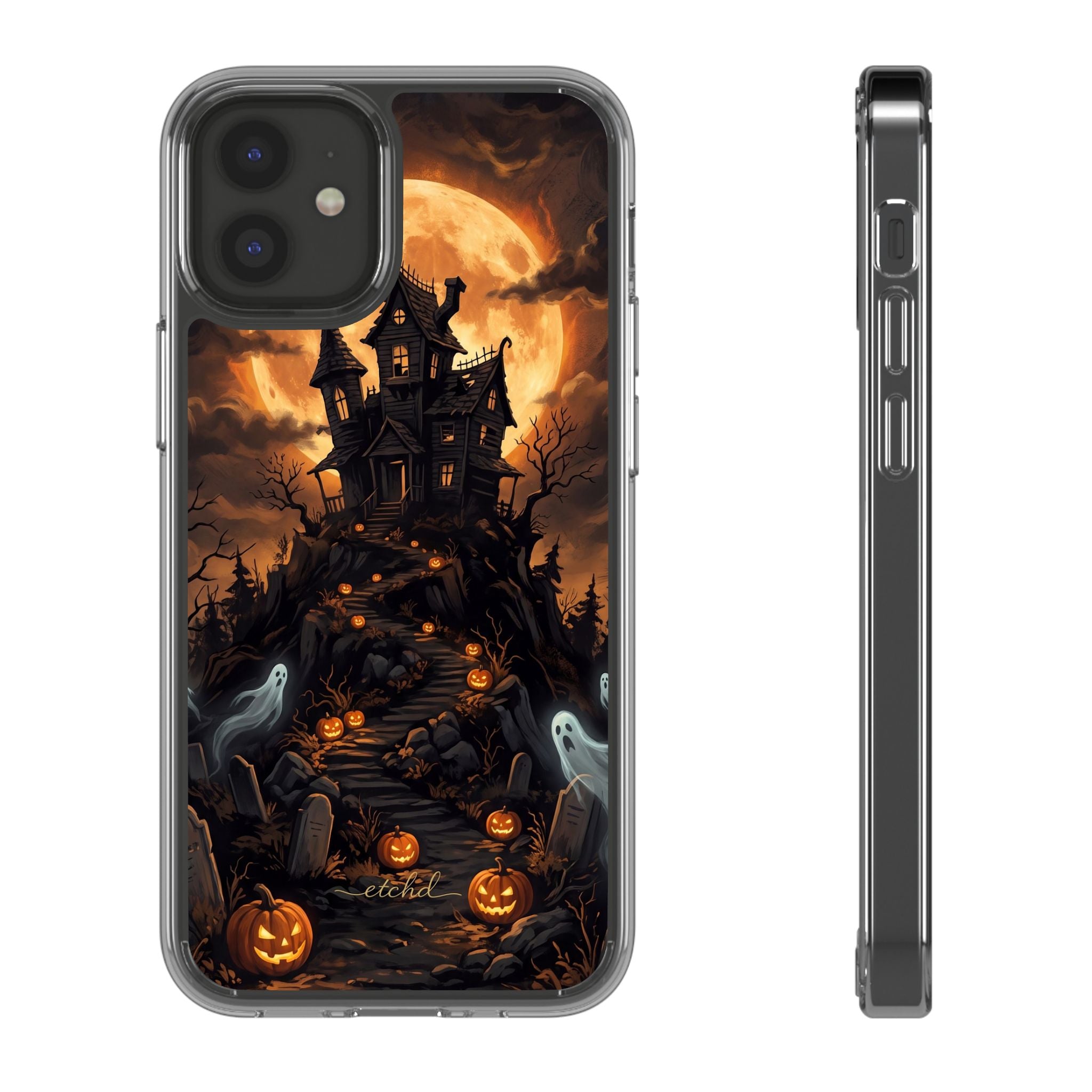Pumpkin Hollow Clear Phone Case by etchd, view 2