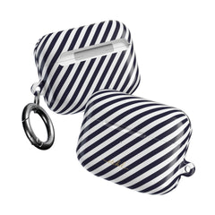 Navy & White Striped Diagonal AirPod Case by etchd, view 10