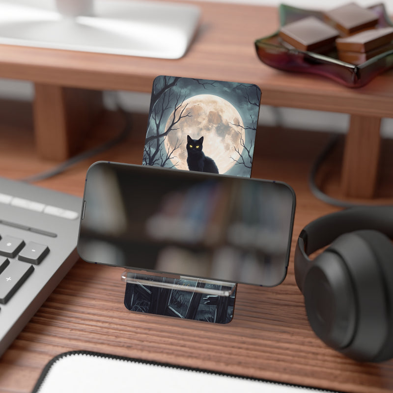 Midnight Cat Phone Stand by etchd, view 4