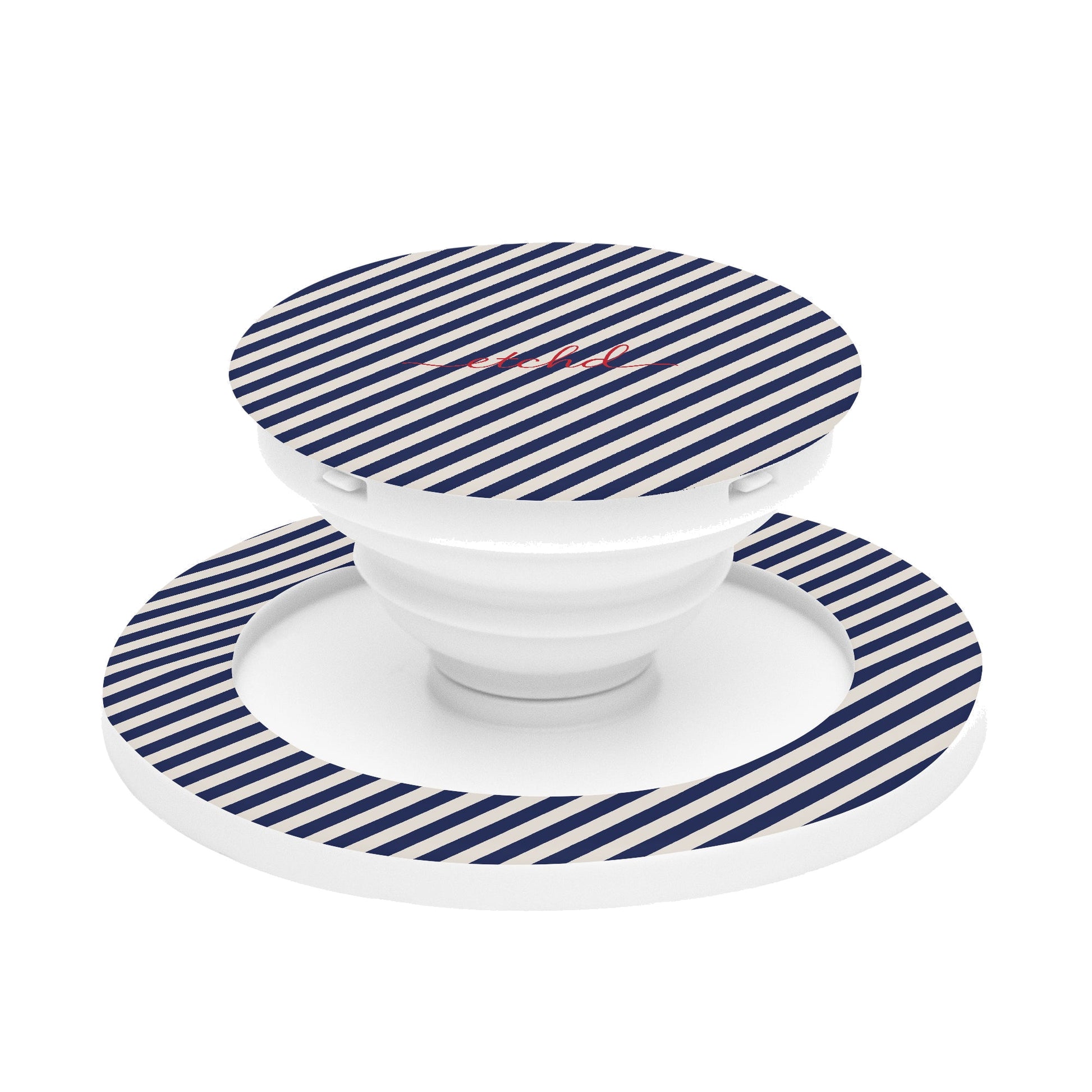 Navy & Cream Striped Diagonal Phone Grip And Stand by etchd