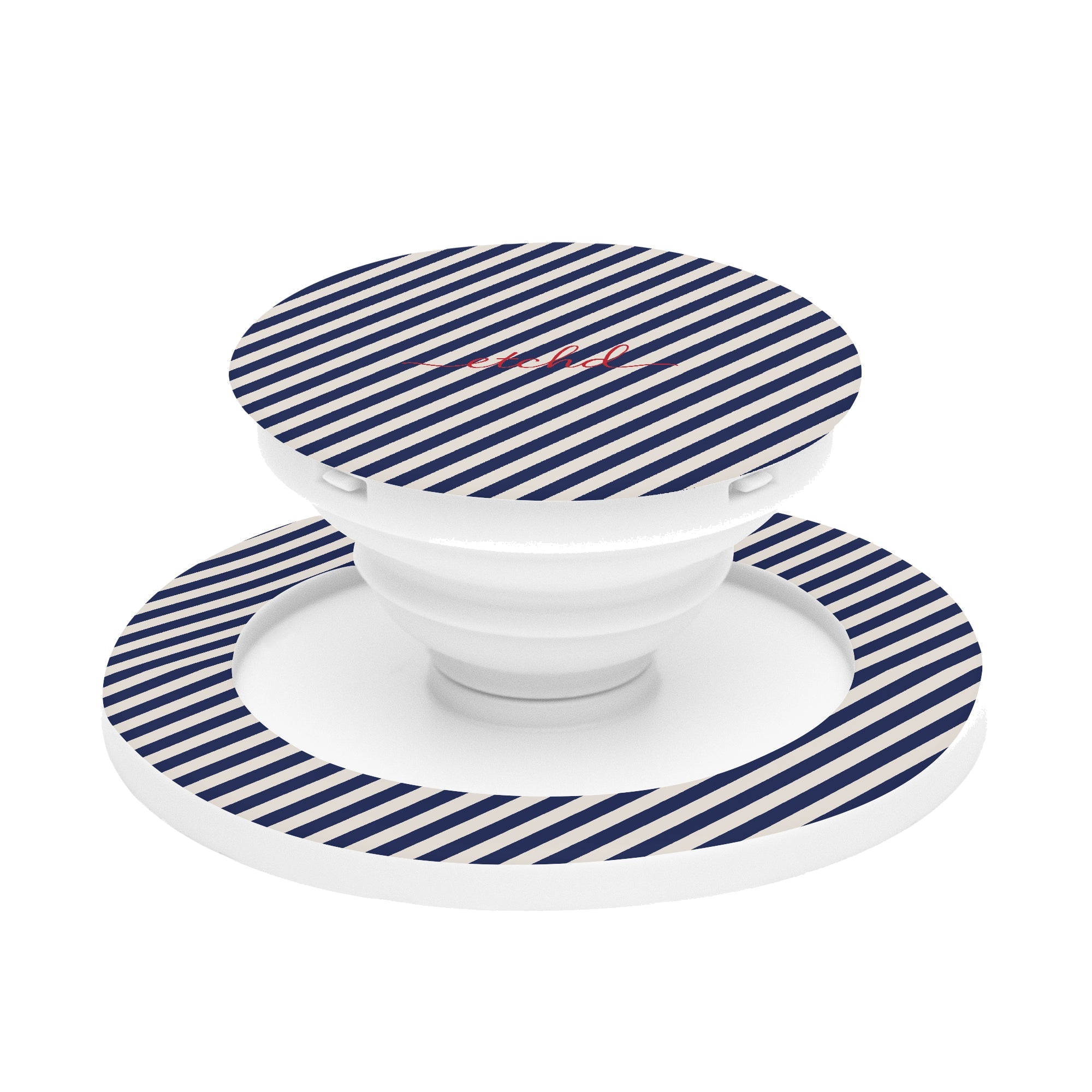 Navy & Cream Striped Diagonal Phone Grip And Stand by etchd