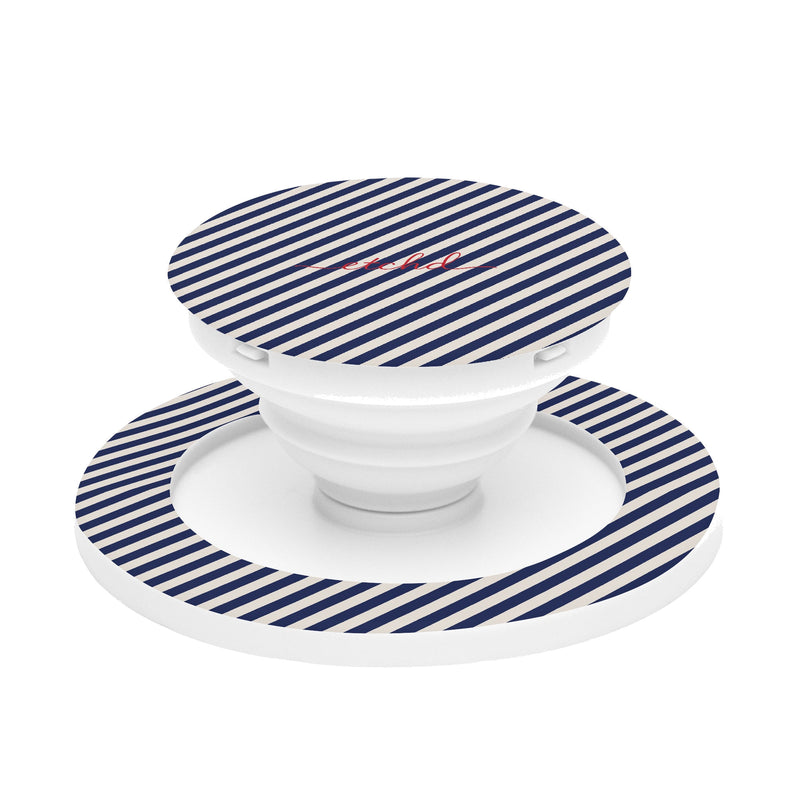 Navy & Cream Striped Diagonal Handy-Halterung und Ständer-zoom-