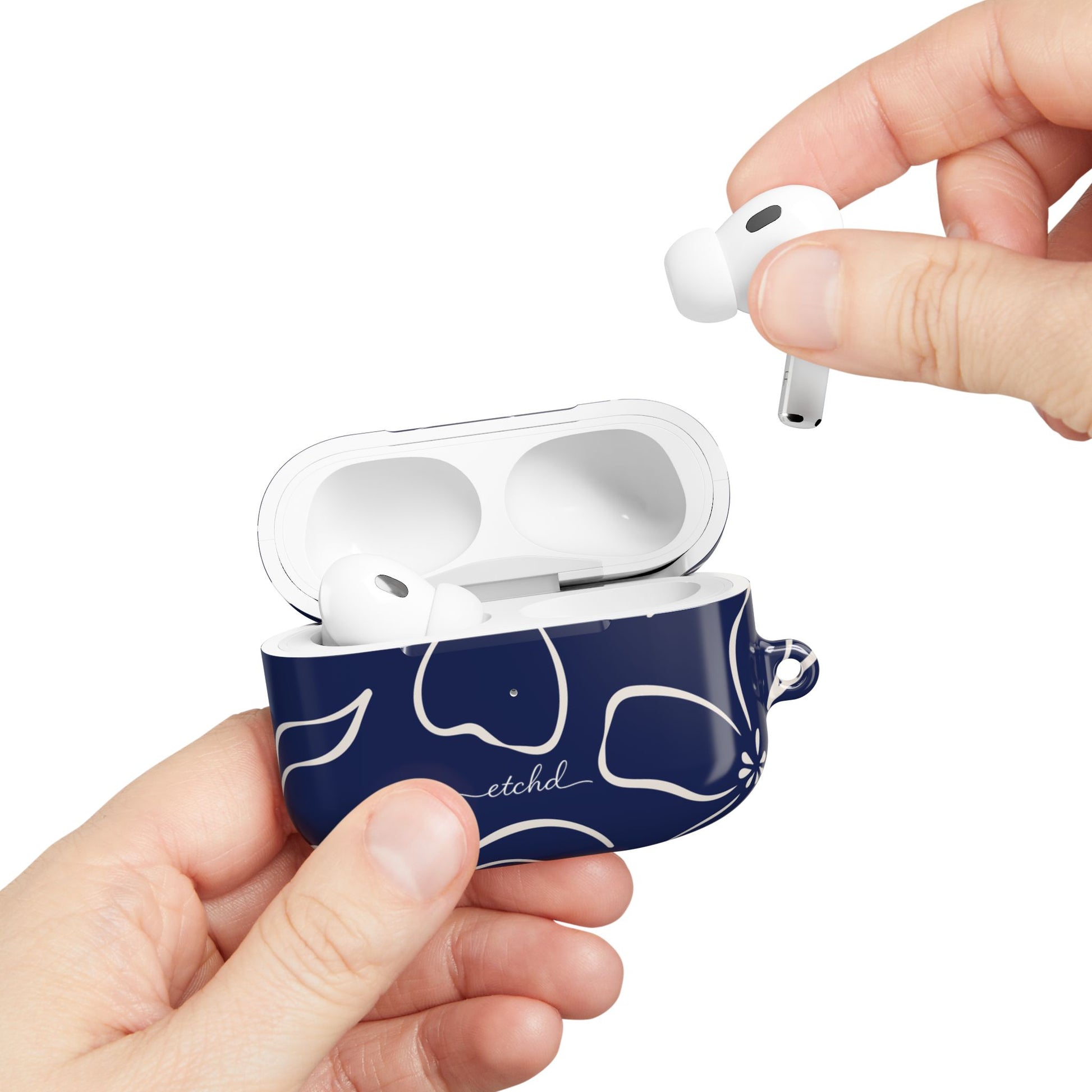 Navy & Cream Floral AirPod Case by etchd, view 11