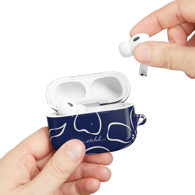 Navy & Cream Floral AirPod Case by etchd, view 11