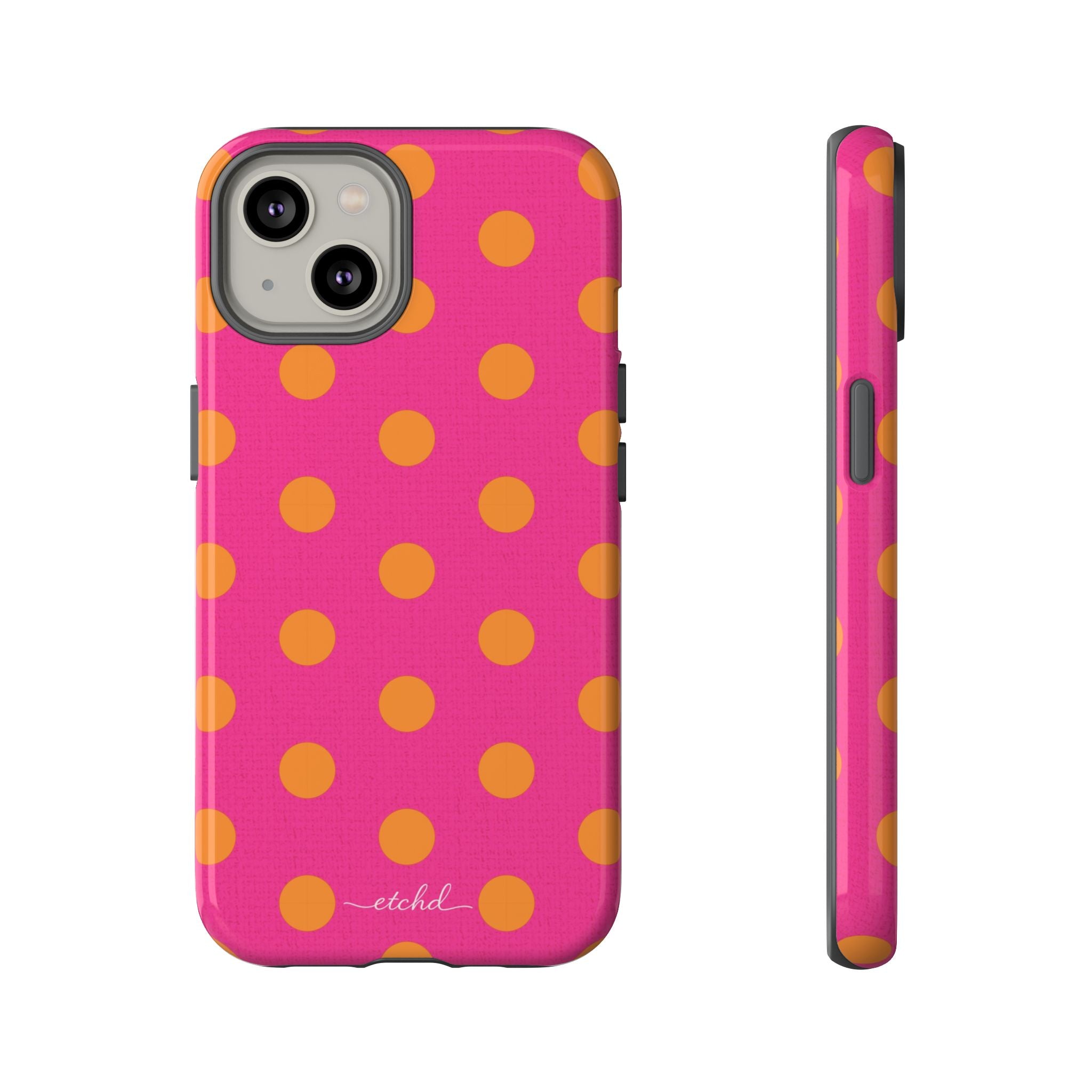 Orange & Pink Polka Dot Funda para móvil de etchd, vista 2