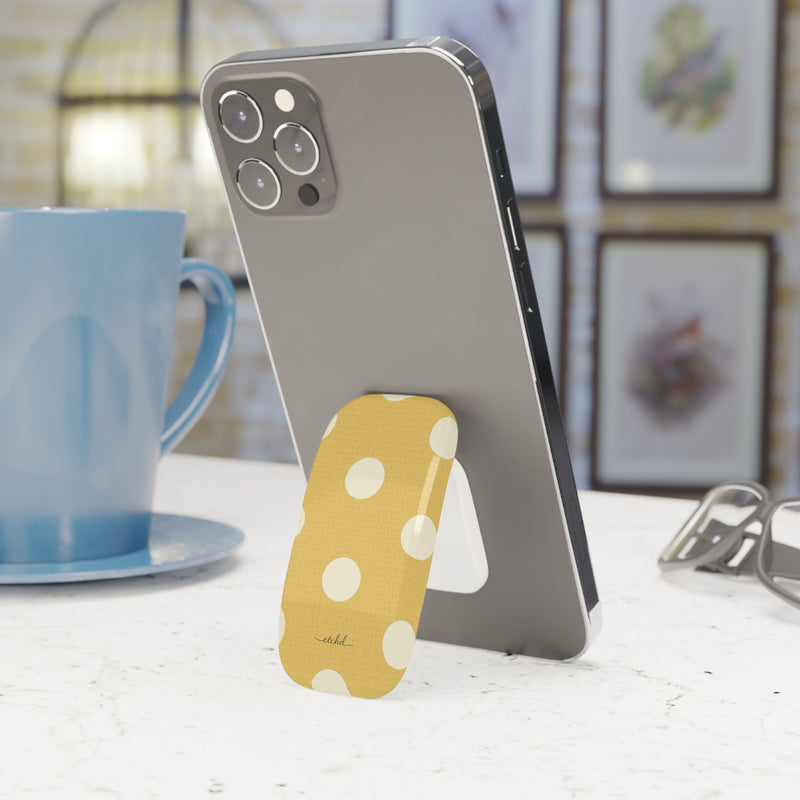 Cream & Butter Polka Dot Click-On Phone Grip by etchd, view 3