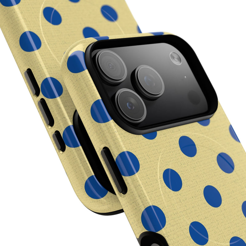 Cobalt & Butter Polka Dot Magnetic Phone Case by etchd, view 99