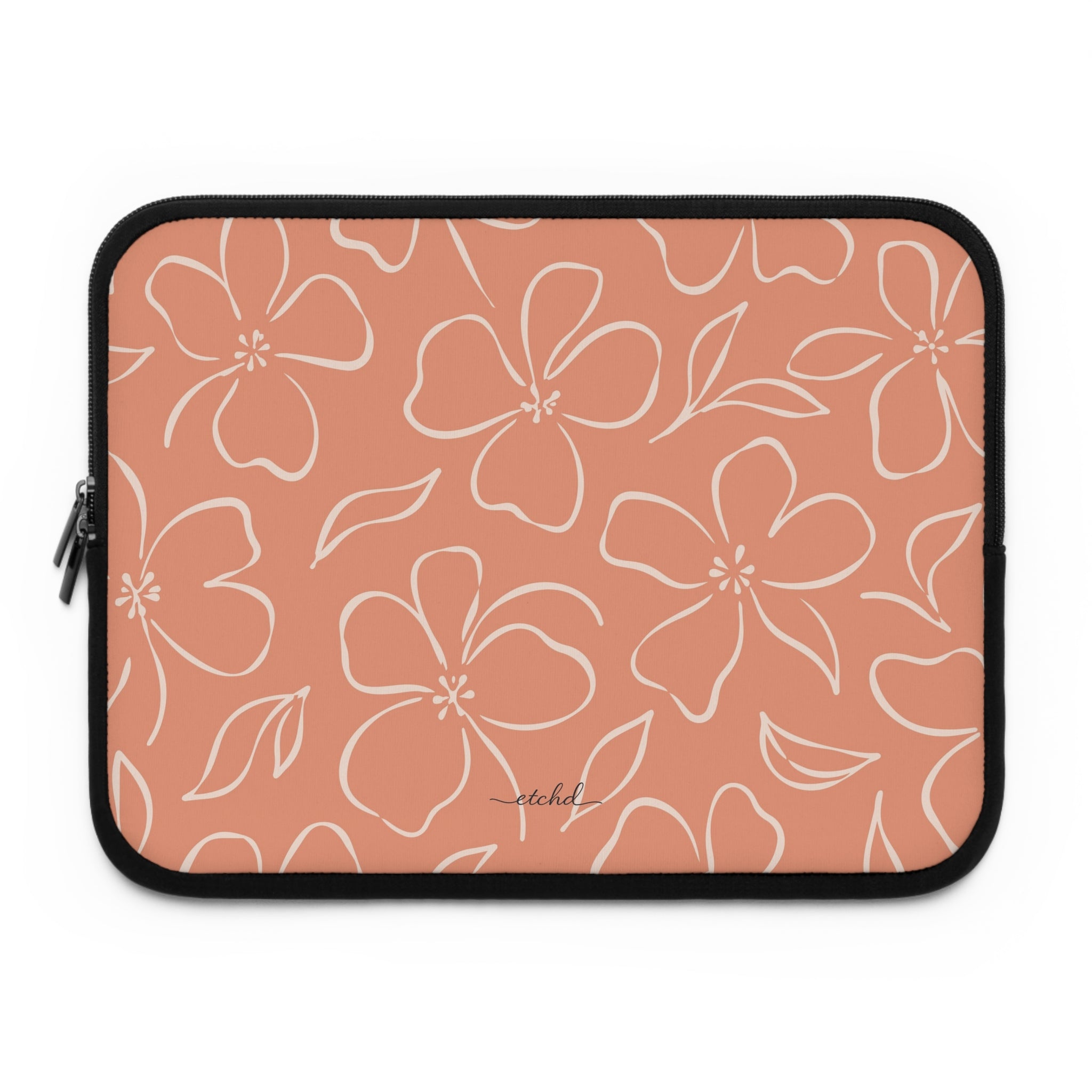 Coral & Cream Floral Laptop Sleeve by etchd