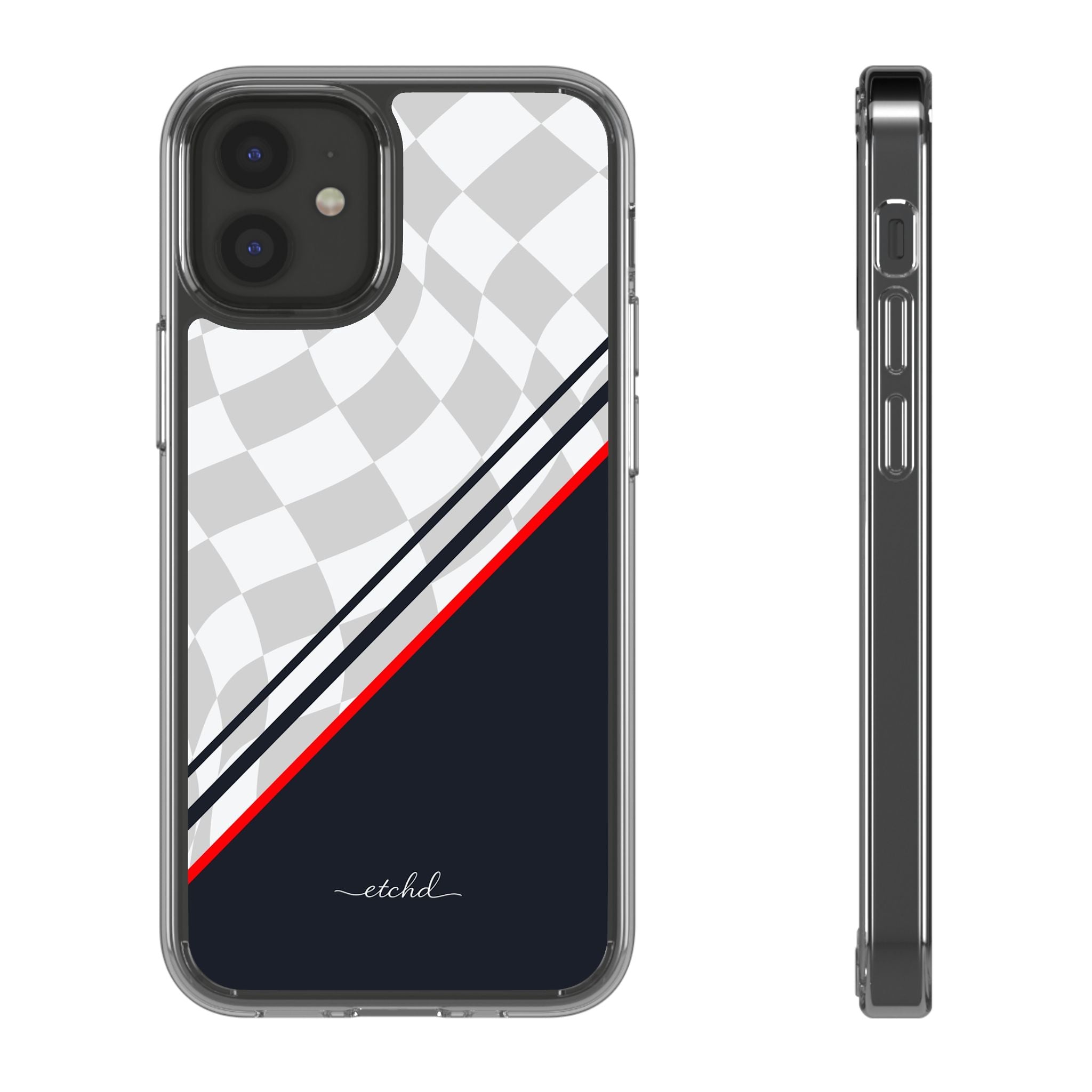 Checkered Flag Clear Phone Case by etchd, view 2