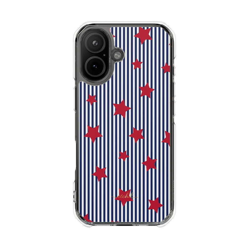 Blue Stripes & Red Stars Clear Magnetic Phone Case by etchd, view 13