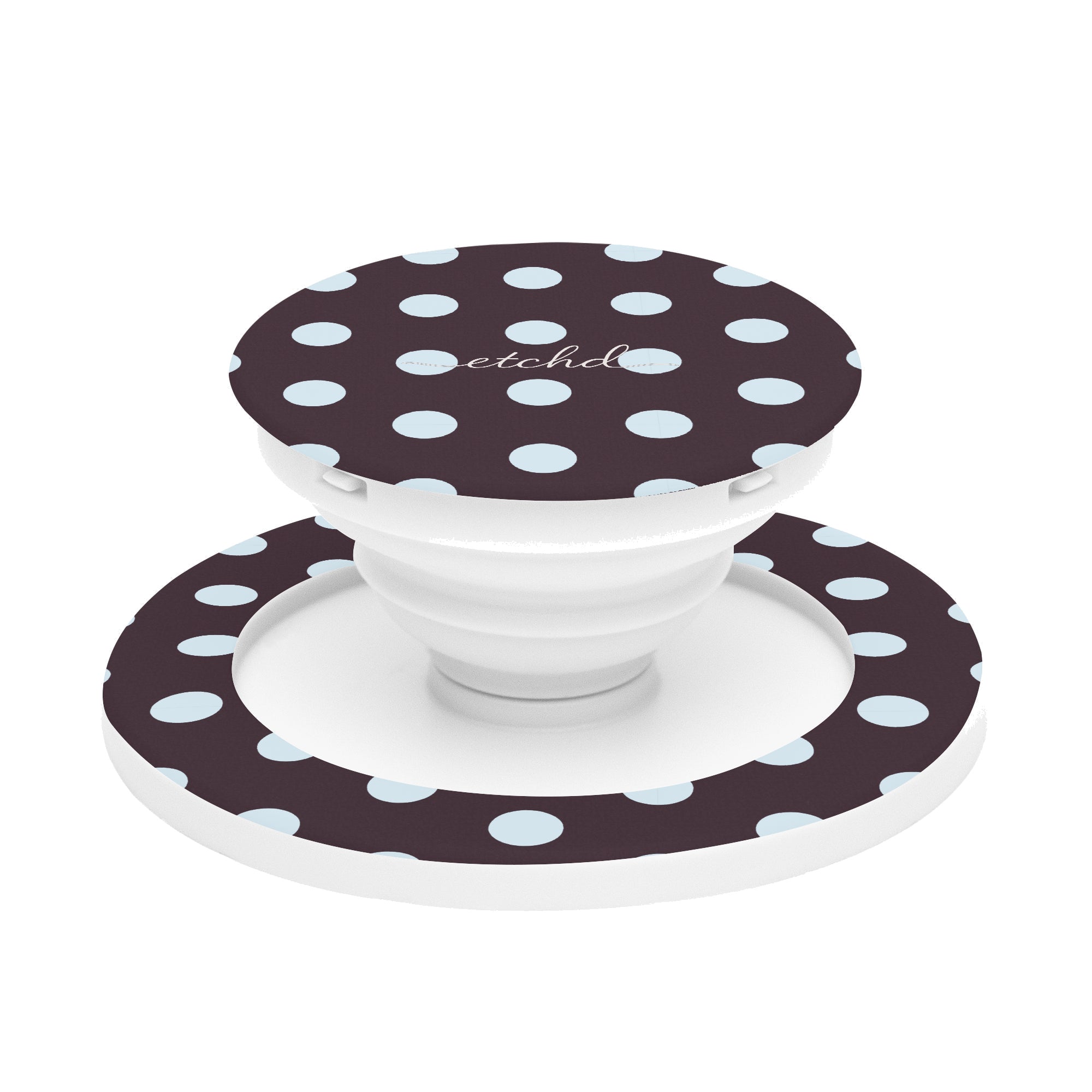Blue And Plum Polka Dot Phone Grip And Stand by etchd