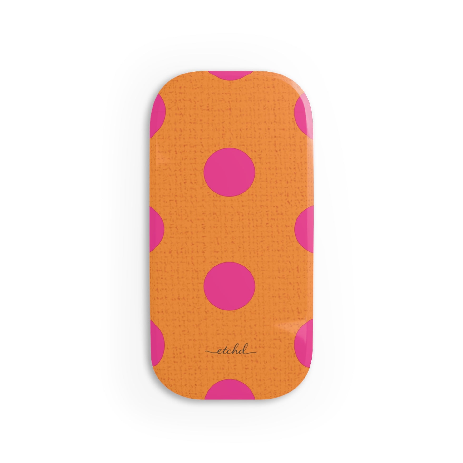 Pink And Orange Polka Dot Click-On Phone Grip by etchd