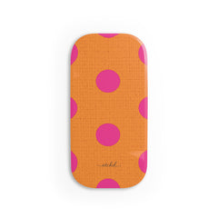 Pink And Orange Polka Dot Click-On Phone Grip by etchd