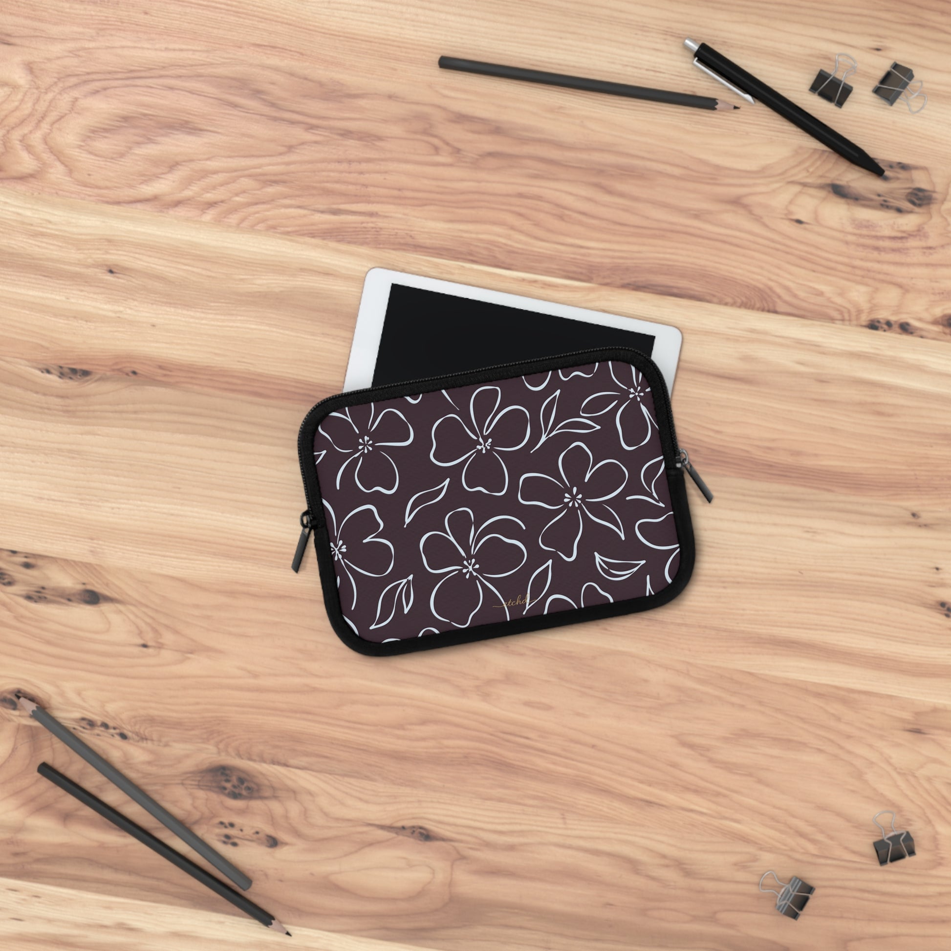 Plum & Blue Floral Laptop Sleeve by etchd, view 14