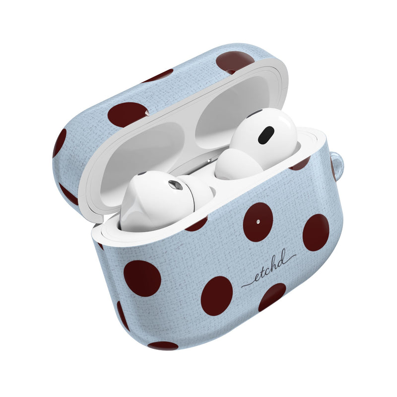 Blue & Cherry Polka Dot AirPod Case by etchd, view 9