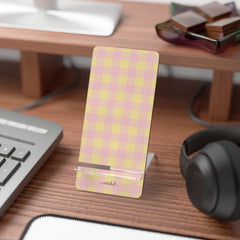 Butter & Pink Gingham Soporte para móvil de etchd, vista 3